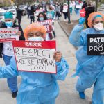 German, French healthcare workers bare all to protest PPE shortages